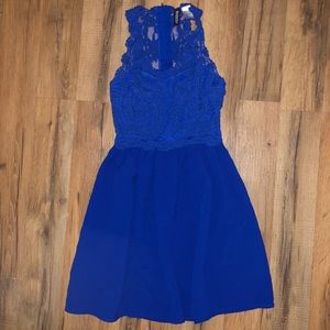 Blue lace mini dress